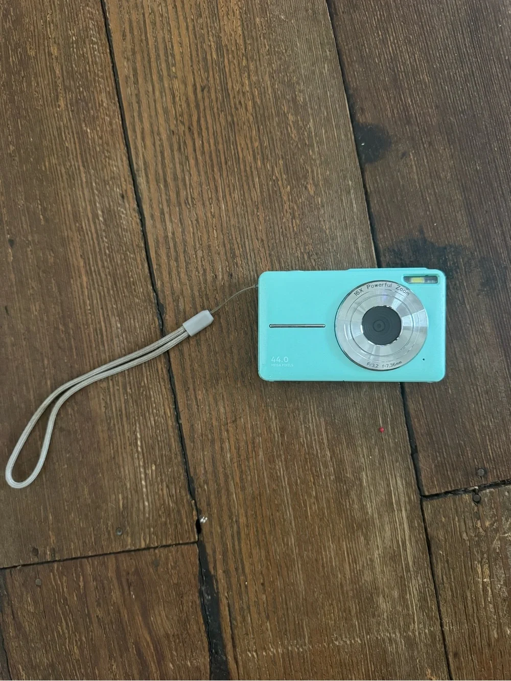 Compact Point-and-Shoot Camera in Mint Blue with SD card